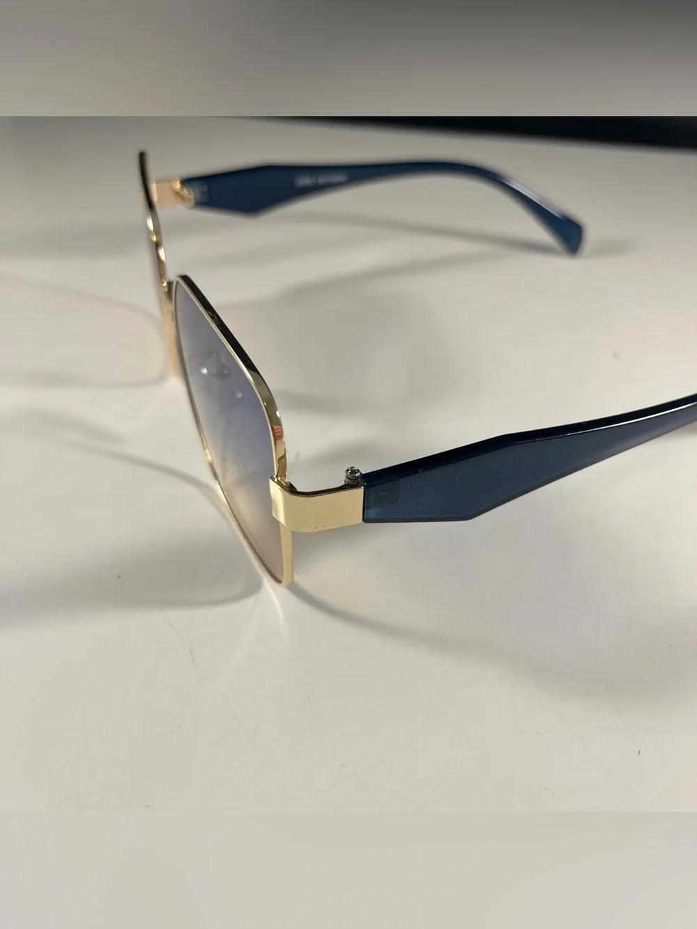 John Varvatos Gold Trim Blue Square Eyeglasses Frames